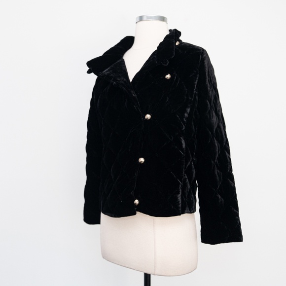 Talbots - New! Quilted Petite Velvet Jacket Black - Picture 10 of 12